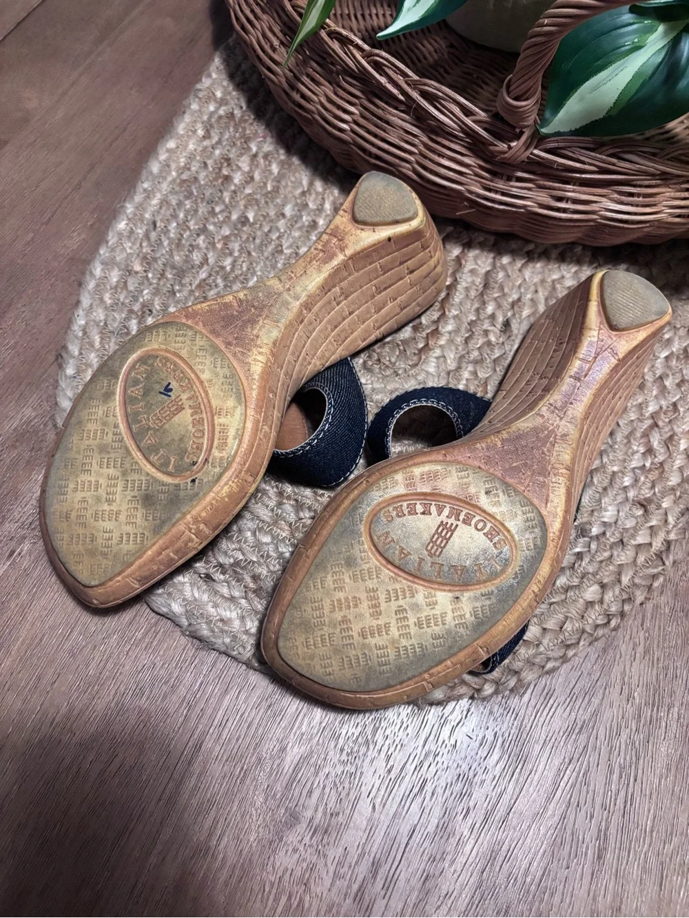 Italian Shoemakers Denim Wedge Sandals